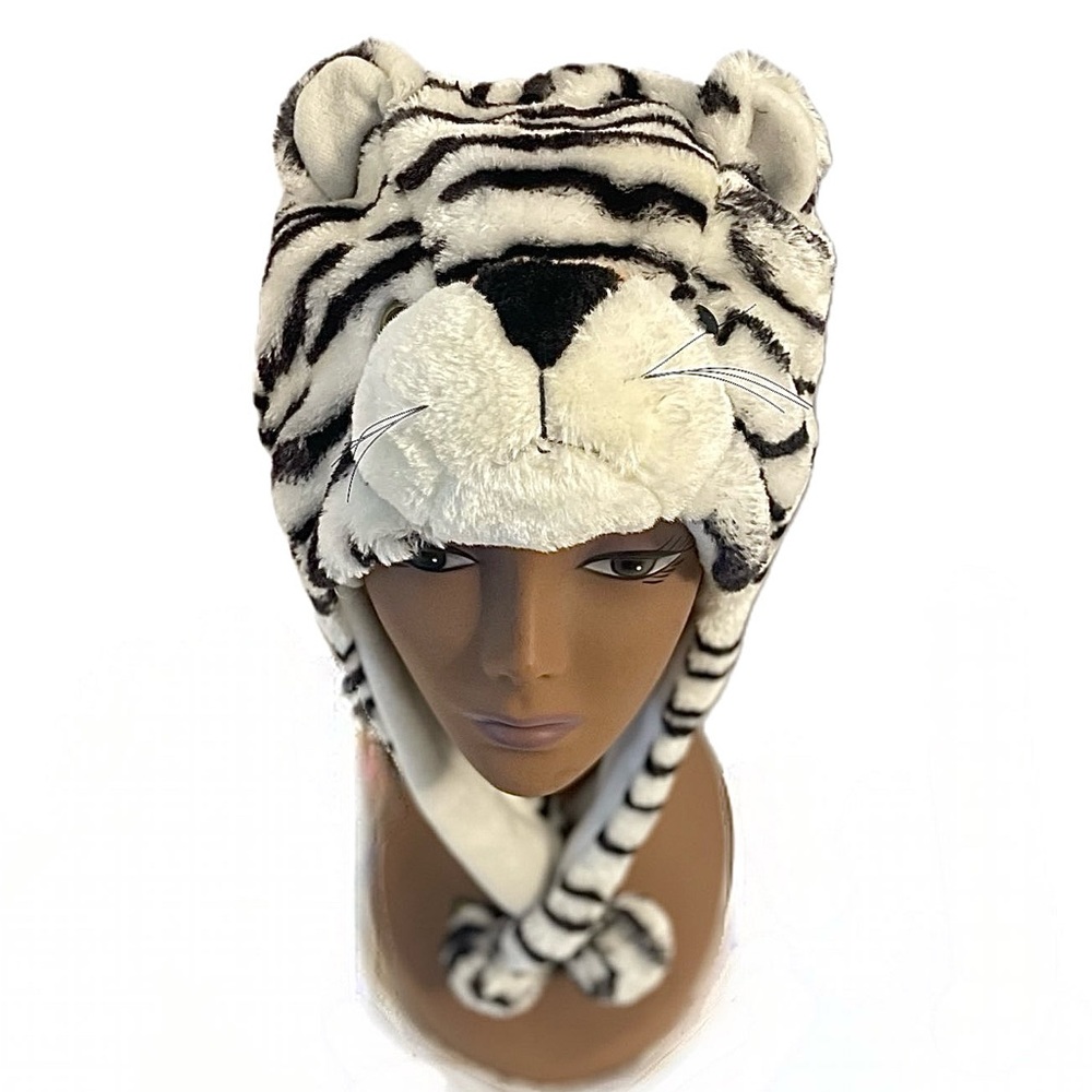 White tiger plush hat